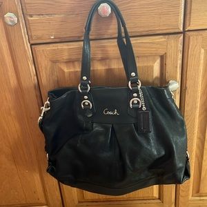 Satchel style black leather coach bag